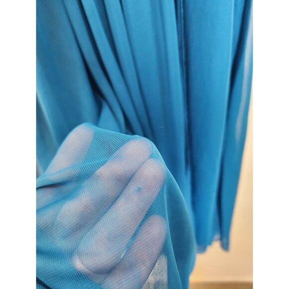 Trixxi Dress Medium Teal Blue Halter Rhinestone Handkerchief Hem Y2K Prom Fairy - Picture 6 of 12